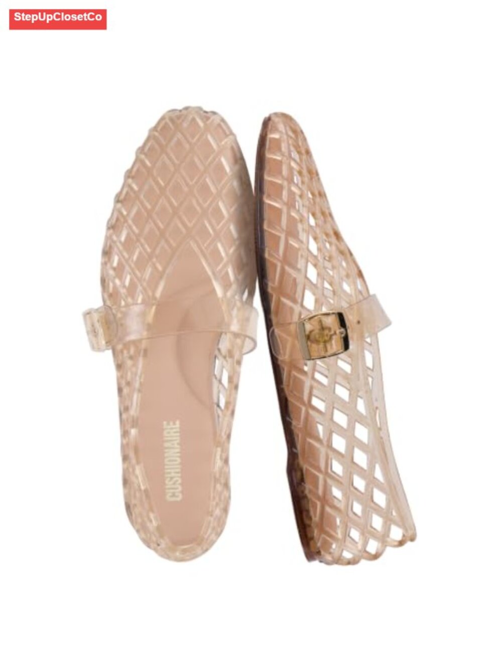 CUSHIONAIRE Women's Jelly Mary Jane Ballet Flats Woven Cage Comfort Shoes